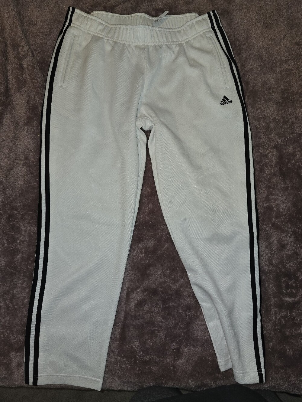 adidas White Tear Away Warm Up Pants with Black Side Stripes